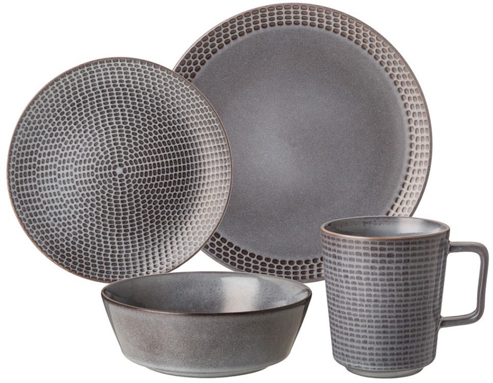 Набор посуды обеденный bronco "graphite" на 4 пер. 16 пр. (445-119)