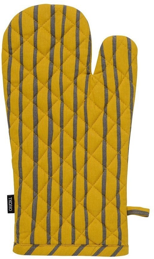 Прихватка-варежка из хлопка горчичного цвета с принтом Полоски из коллекции prairie, 33х17,5 см (69801)