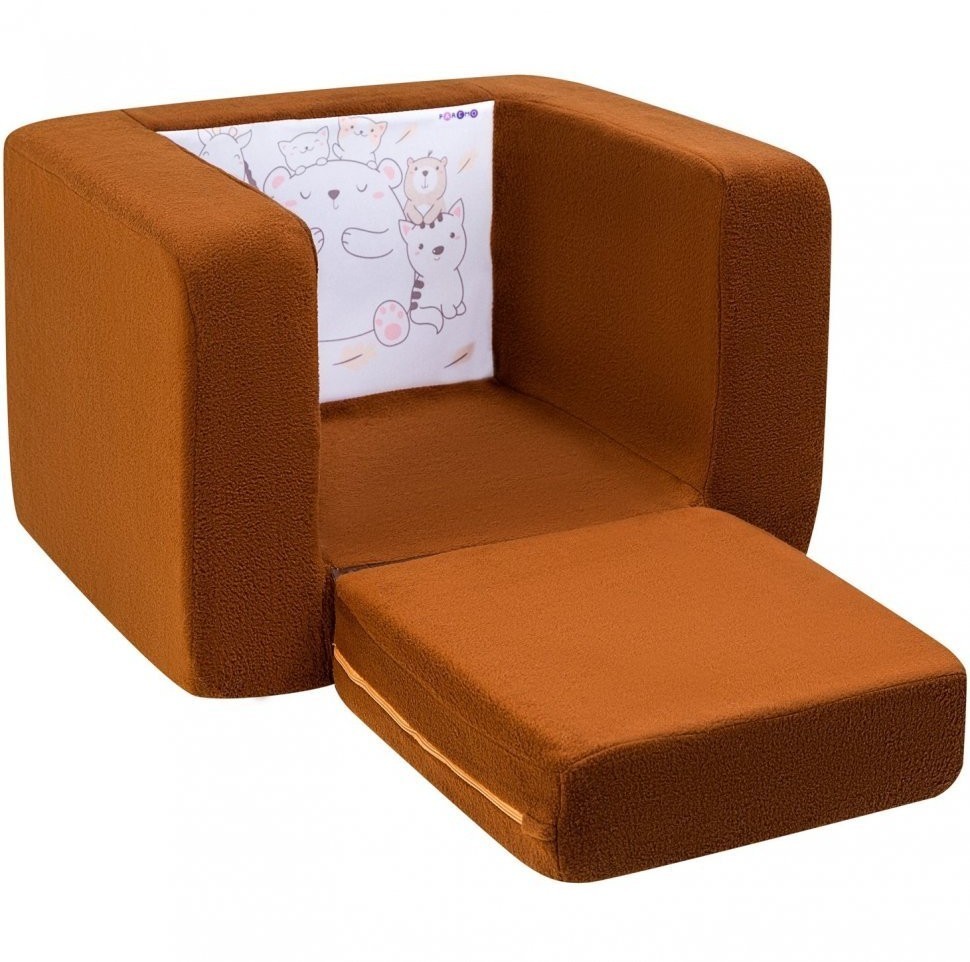 Раскладное бескаркасное (мягкое) детское кресло серии "Дрими", цвет Шоколад, Стиль 1 (PCR320-73)
