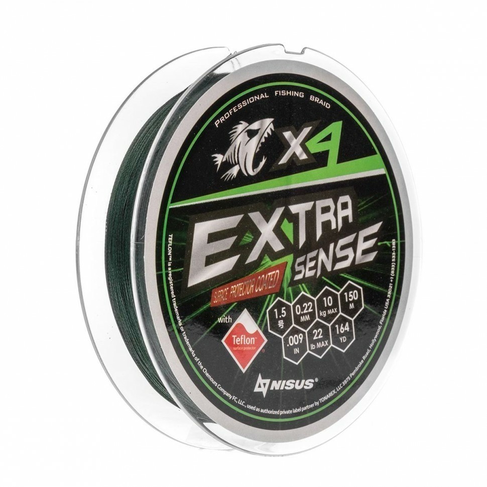 Шнур Nisus N-ES-X4-1.5/22LB Extrasense X4 PE Green 150m 1.5/22LB 0.22mm 316895 (92326)