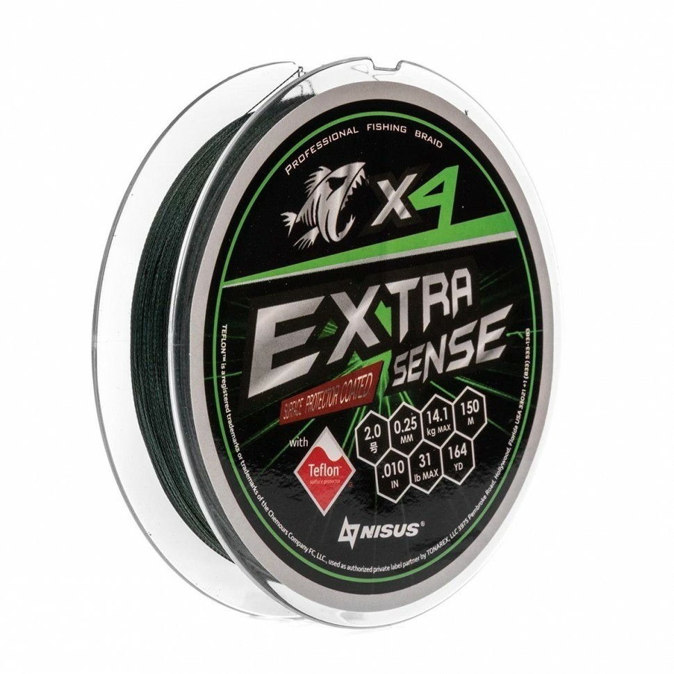 Шнур Nisus N-ES-X4-2/31LB Extrasense X4 PE Green 150m 2/31LB 0.25mm 316896 (92327)