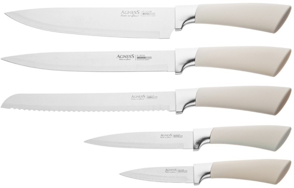 Набор ножей agness на пластиковой подставке, 6 предметов (911-743)