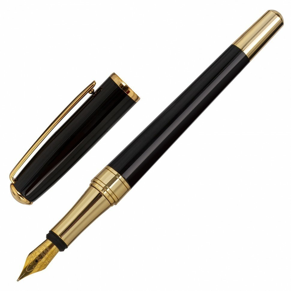 Ручка подарочная перьевая Galant LUDUS корпус черный детали золотистые 143529 (92011)