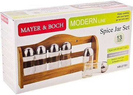 Набор баночек для приправ,специй и сыпучих продуктов 13пр 100мл Бамбук Mayer&Boch (27351)