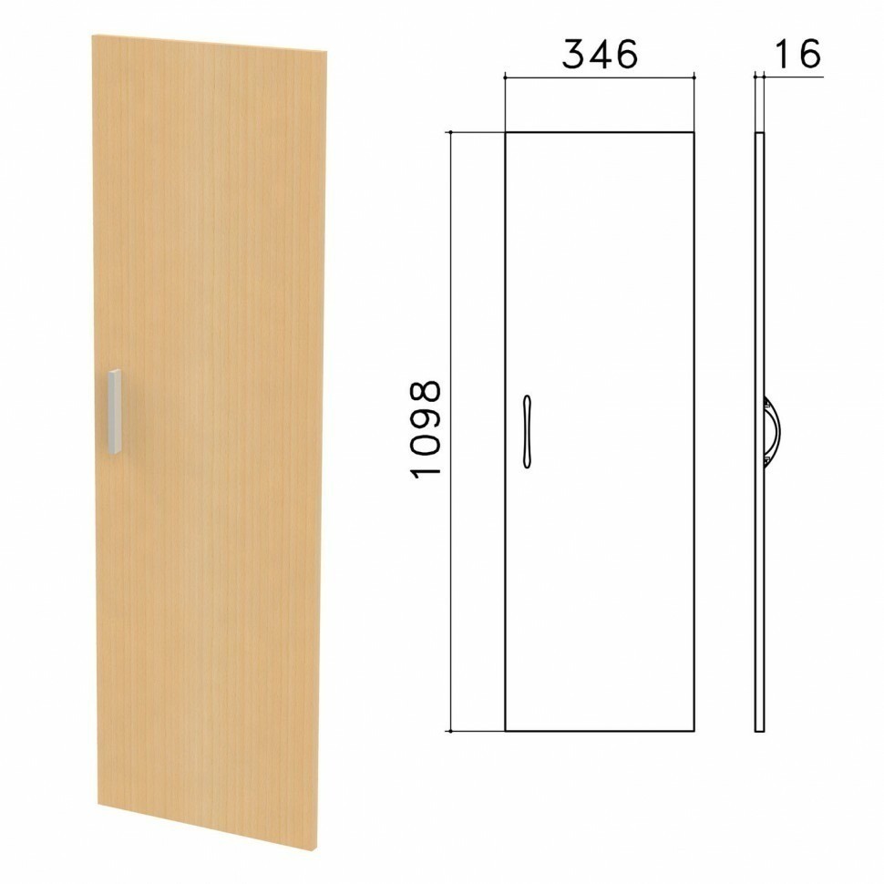 Дверь ЛДСП средняя Канц 346х16х1098 мм цвет бук невский ДК36.10 640053 (91617)