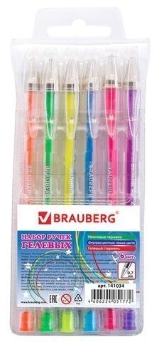Ручки гелевые Brauberg Jet 0,5 мм 6 цветов 141034 (4) (86907)