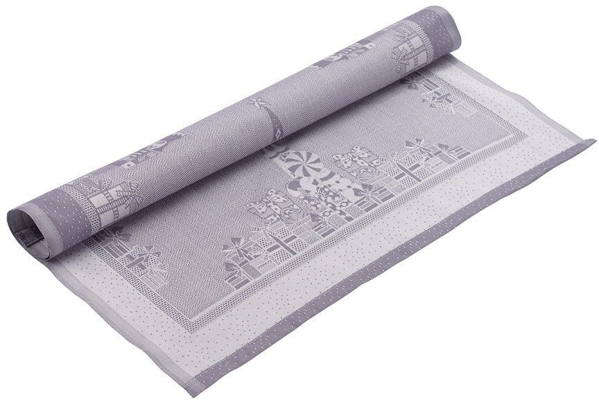 Салфетка из хлопка фиолетово-серого цвета с рисунком Щелкунчик, new year essential, 53х53см (72157)
