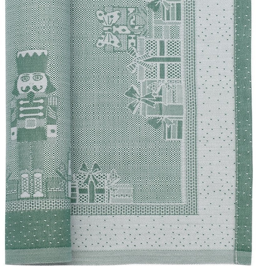 Салфетка из хлопка зеленого цвета с рисунком Щелкунчик из коллекции new year essential, 53х53см (72154)