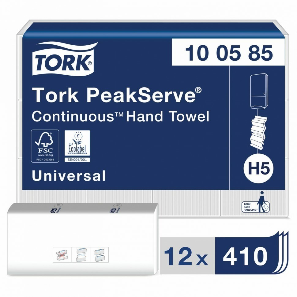 Полотенца бумажные 410 шт. Tork PeakServe Universal комп. 12 шт. 22,5x20 см W 129996 (90779)
