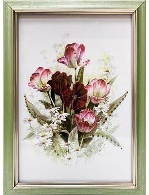 Картина Весенние цветы с кристаллами Swarovski (2188)