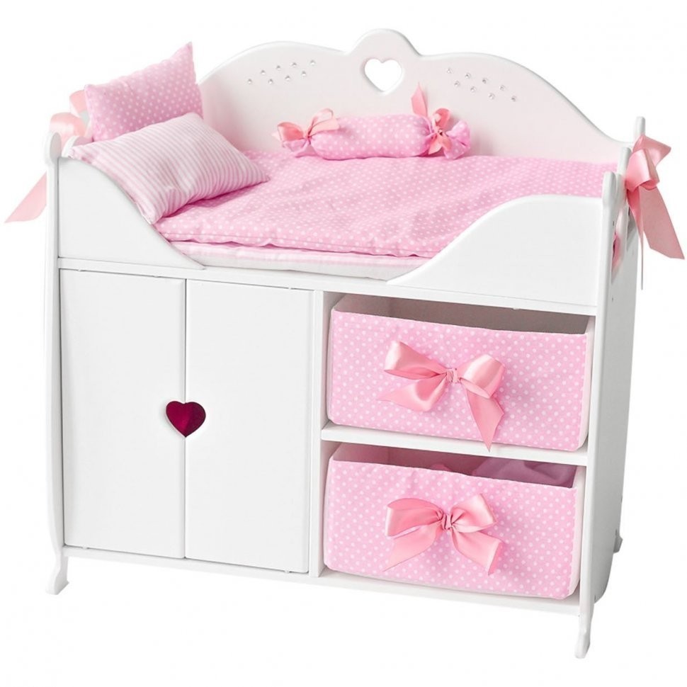 Кроватка-шкаф для кукол с постельным белье, цвет: белый (PFD120-53)