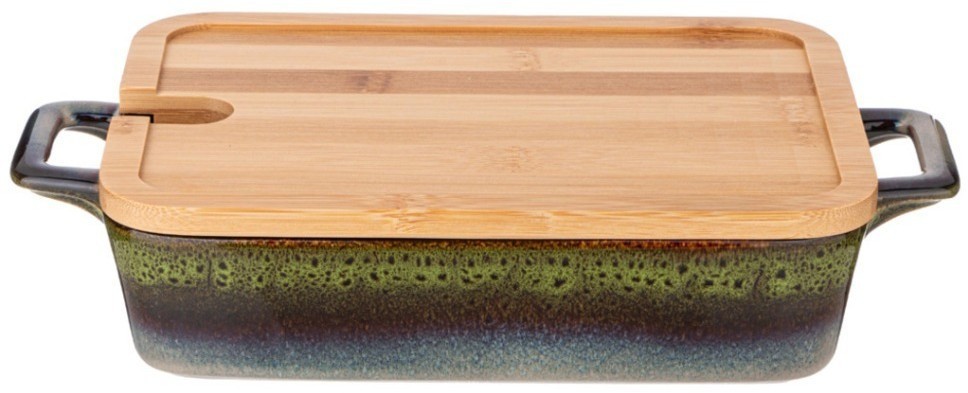 Форма для запекания reactive green с бамбук. крышкой 30,2*18*5,5 см Agness (780-120)