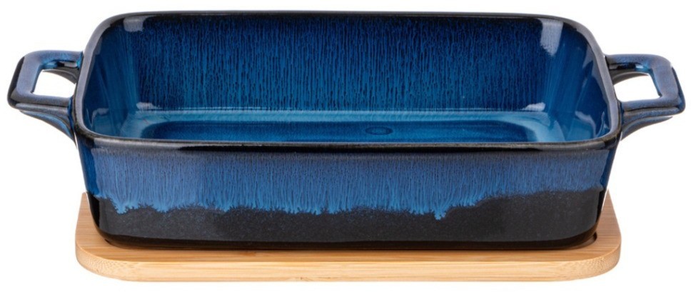 Форма для запекания reactive blue с бамбук. крышкой 30,2*18*5,5 см Agness (780-121)