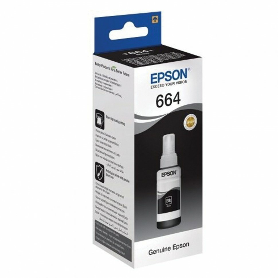 Чернила EPSON 664 T6641 для СНПЧ Epson L100/L110/L200/L210/L300/L456/L550 черные 360972 (93419)