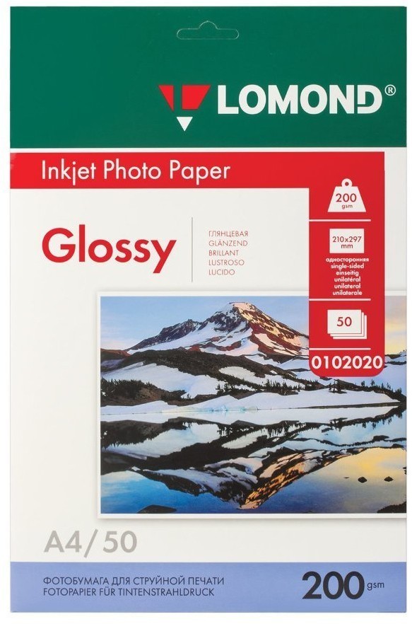 Фотобумага для струйной печати Lomond А4 200 г/м2 50 листов односторонняя глянцевая 0102020 (65446)
