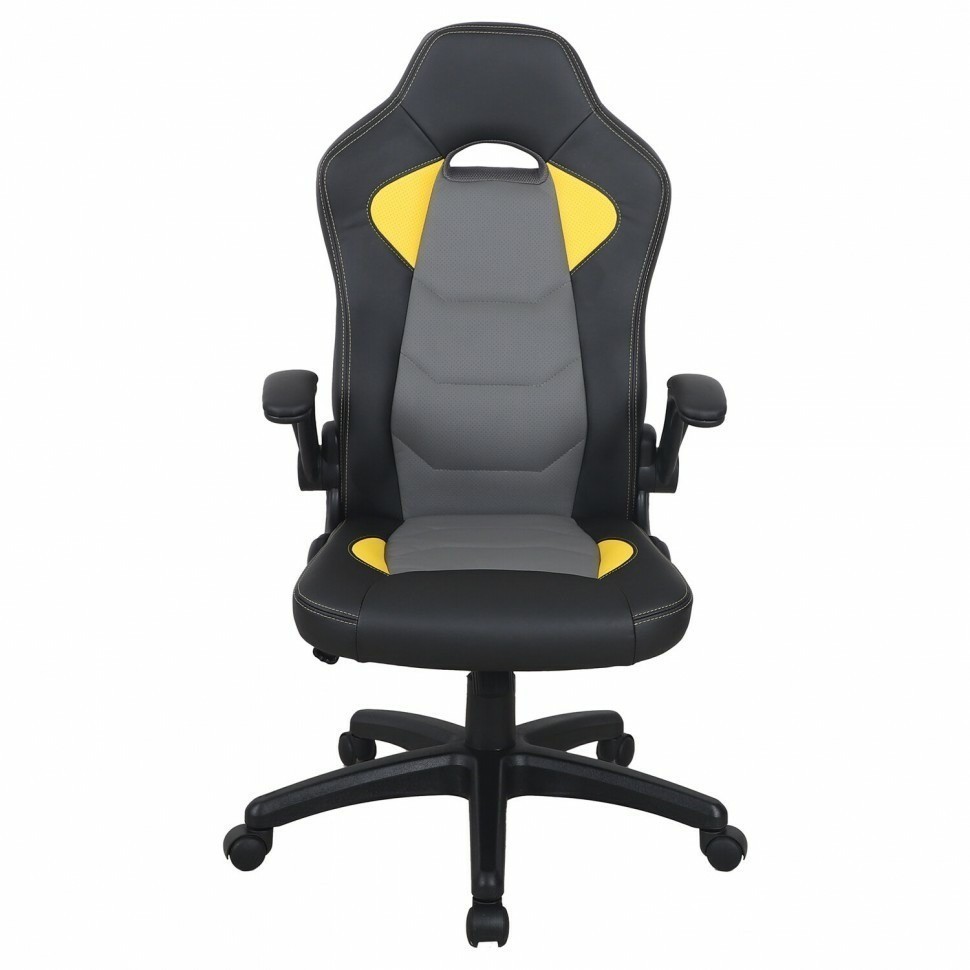 Кресло компьютерное Brabix Skill GM-005 откидные подлокотники экокожа черное/желтое 532494 (91481)