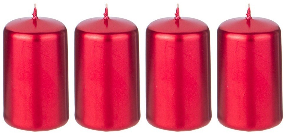 Набор свечей adpal из 4 шт 7*4 см красный металлик (348-860)