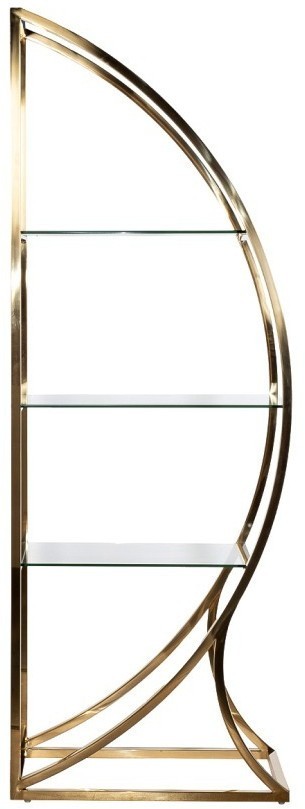Стеллаж "Полусфера" прозрачное стекло/золото блестящий 71*48*202см (TT-00011863)