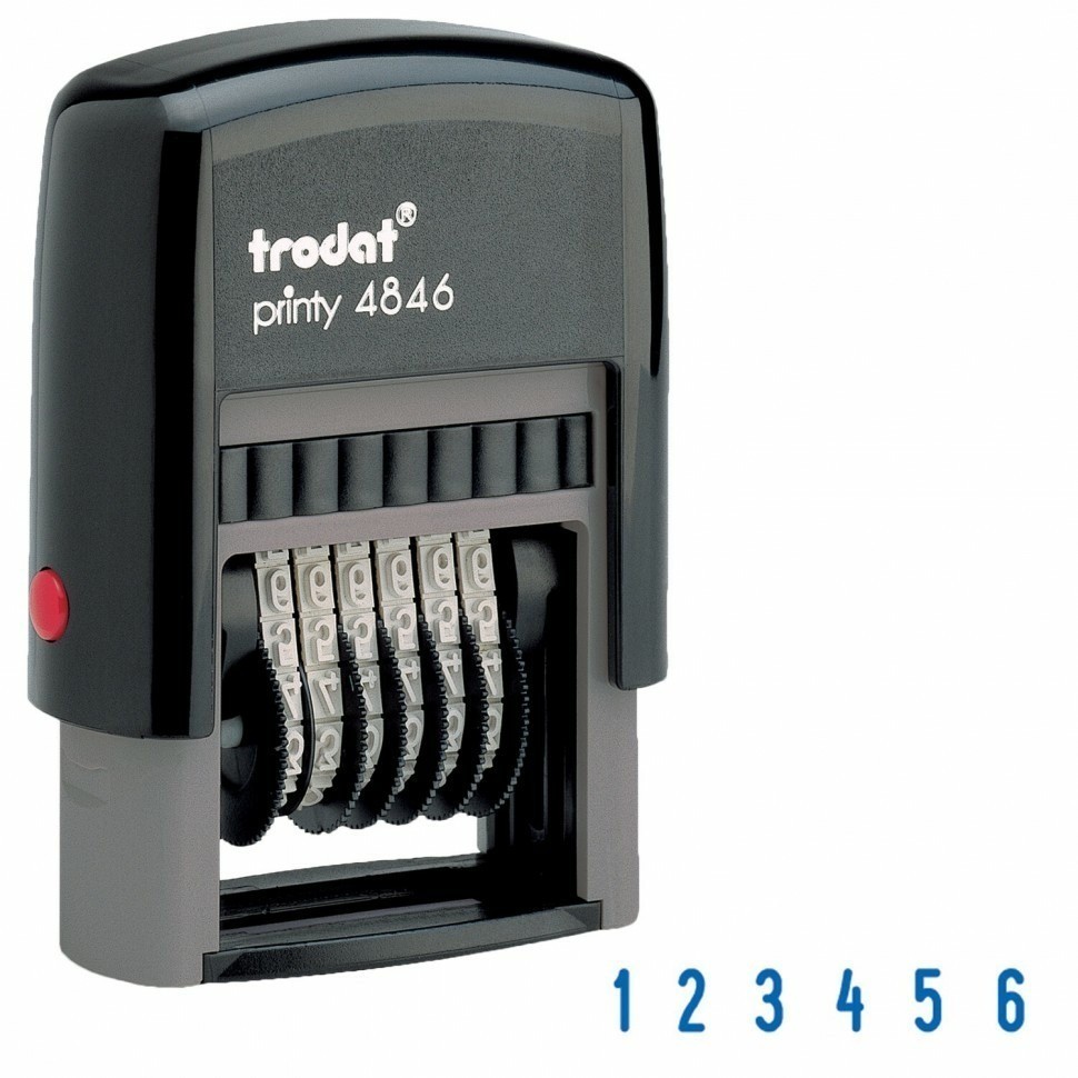 Нумератор 6-разрядный оттиск 25х4 мм синий TRODAT 4846 корпус черный 230549 (92897)