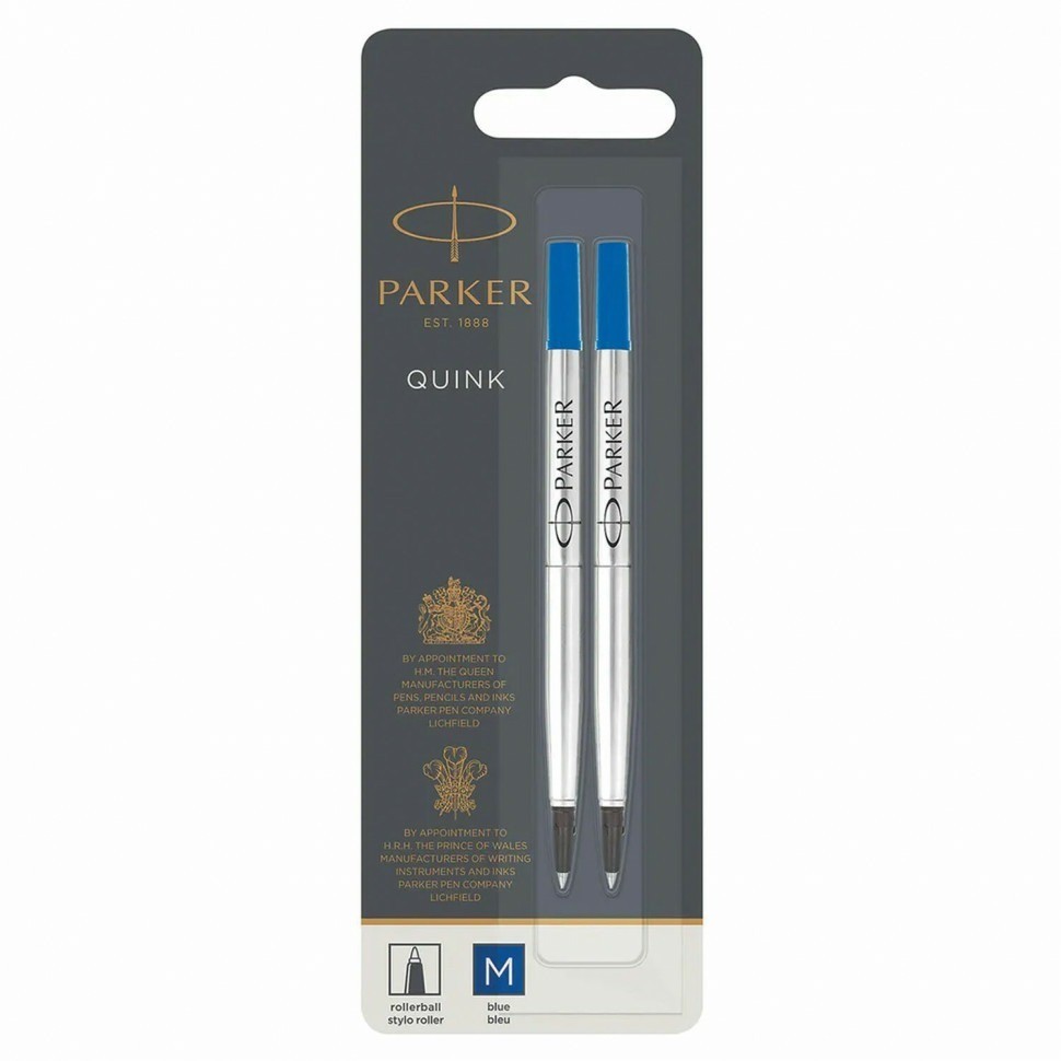 Стержень для ручки-роллера Parker "Quink RB" к-т 2 шт. метал. 116 мм узел 0,7 мм синий 170382 (89464)