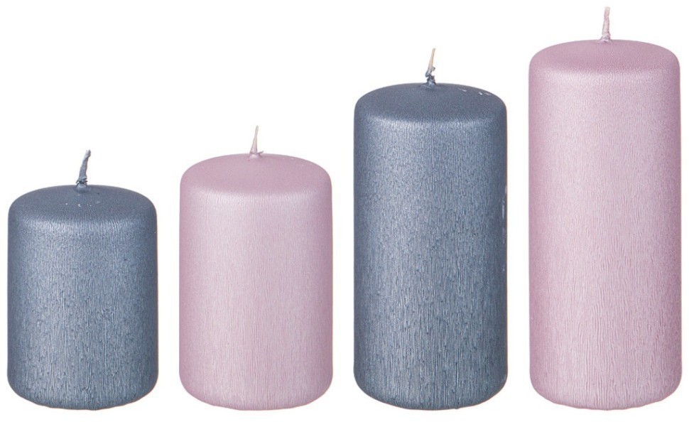 Набор свечей adpal velvet из 4 шт 7/8/10/12*5 см серый и розовый (348-867)