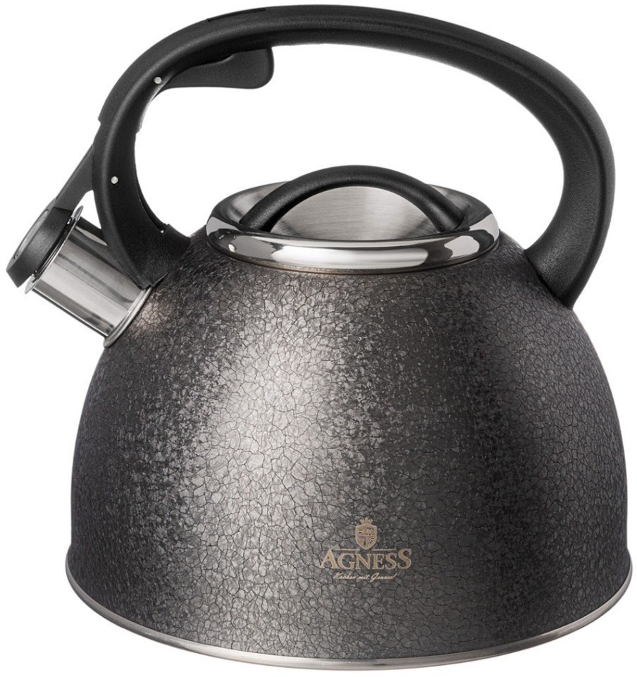 Чайник agness со свистком 2,5 л, grey, индукцион. дно (907-253)