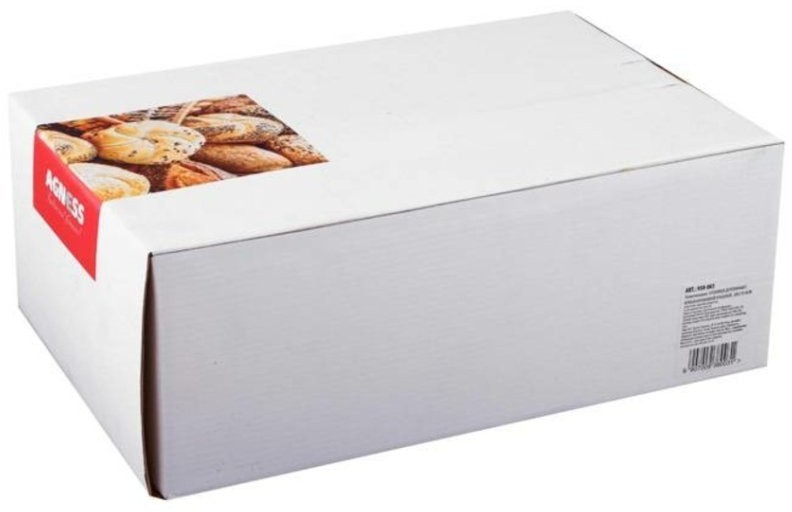 Хлебница agness "монблан" нжс с пластиковой крышкой 36*21*17 см (938-002)