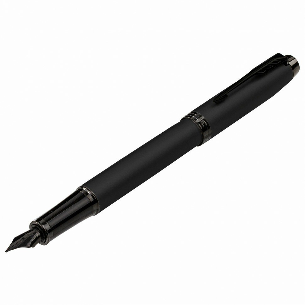 Ручка перьевая Parker "IM Achromatic Black BT" черный матовый нержавеющая сталь синяя 143767 (1) (89439)
