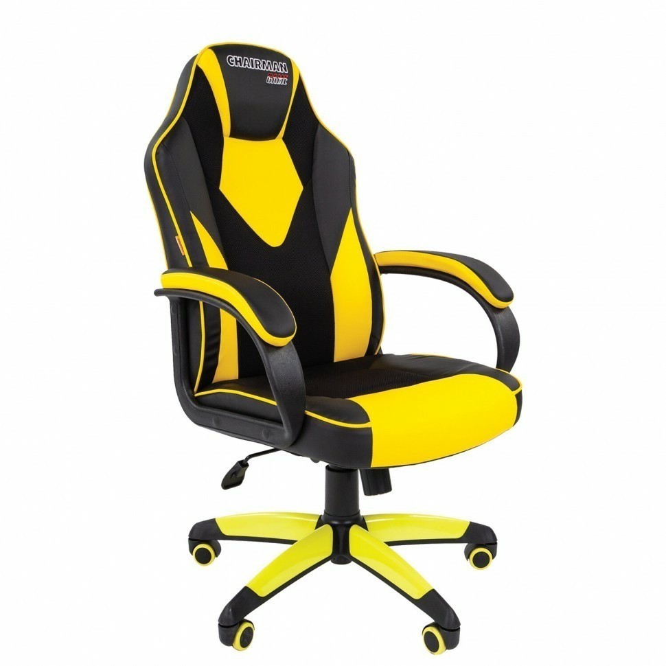 Кресло компьютерное СН GAME 17 ткань TW/экокожа черное/желтое 532035 (91474)