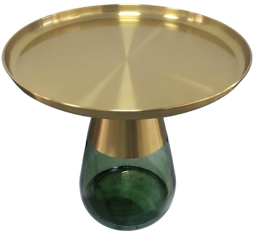 Столик кофейный dahl, D60х52 см, латунь/зеленый (74250)