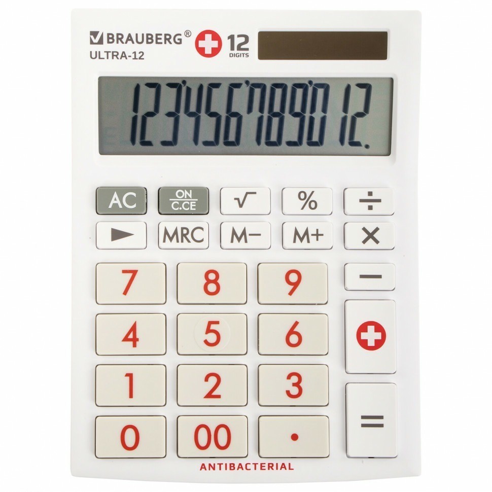 Калькулятор настольный Brauberg Ultra-12-WAB 12 разрядов двойн. питан. белый 250506 (1) (89754)