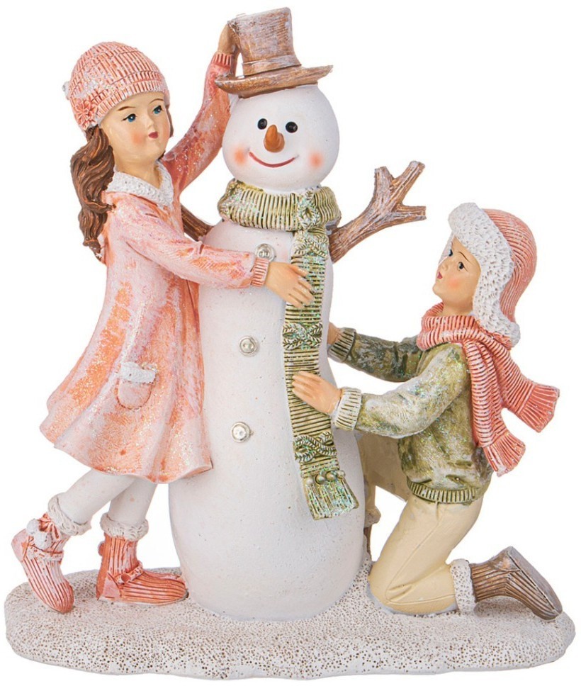 Статуэтка "дети со снеговиком" 14,5х6,5х16 см Lefard (162-1013)