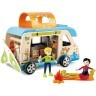Деревянный кукольный домик "Фургон для приключений", с аксессуарами 20 предметов, 2 куклами в наборе, для кукол 15 см (E3407_HP)