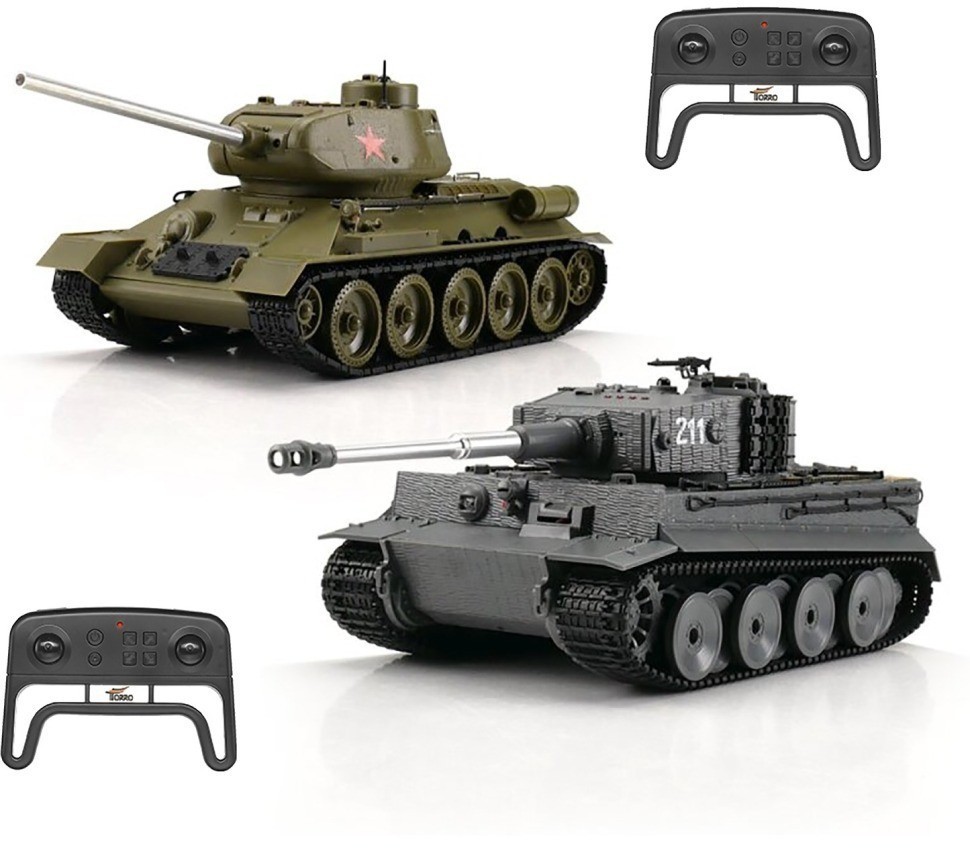 Радиоуправляемый танковый бой Torro Tiger I и T-34/85 1:30 (15101-CA)