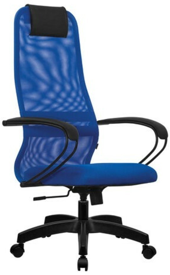 Кресло офисное МЕТТА SU-B-8 пластик, ткань-сетка, сиденье мягкое, синее, 532436 (96494)