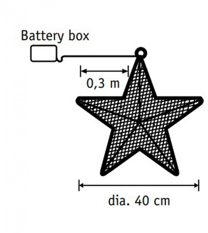 Звезда теплый белый свет питание от батареек (50 ламп) (84328)