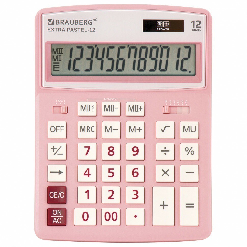 Калькулятор настольный Brauberg Extra PASTEL-12-PK 206x155 мм 12 разр розовый 250487 (89748)