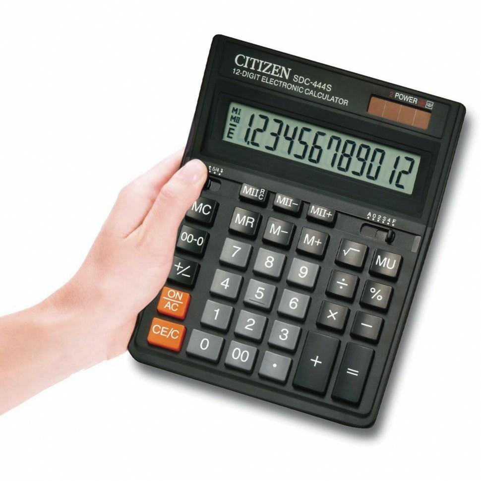 Калькулятор настольный Citizen SDC-444S (199х153 мм) 12 разрядов двойное питание 250221 (89741)