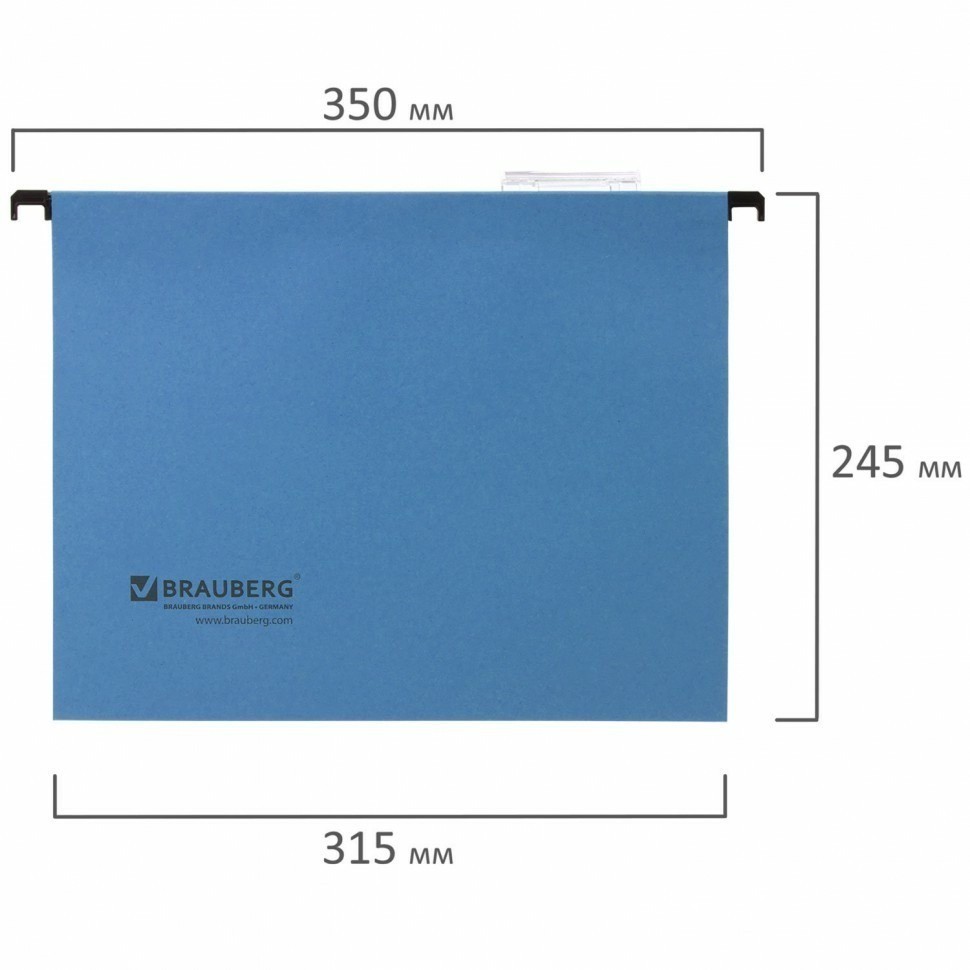 Подвесные папки А4 350х245 мм до 80 листов комп. 10 шт. синие картон Brauberg 231789 (90849)