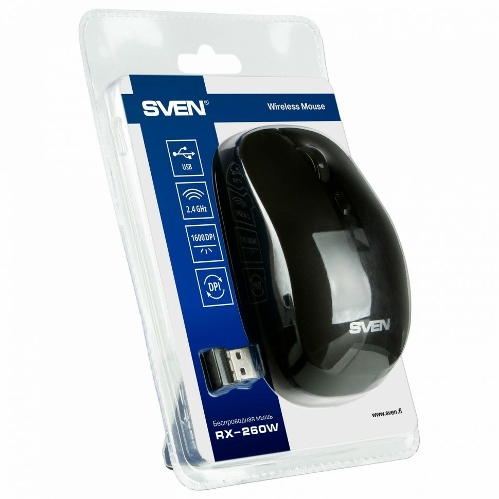 Мышь беспроводная SVEN RX-260W 3 кнопки + 1 колесо-кнопка оптическая черная 513831 (94428)