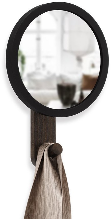Зеркало-вешалка hub, 15х23х6 см, черное/орех (67648)