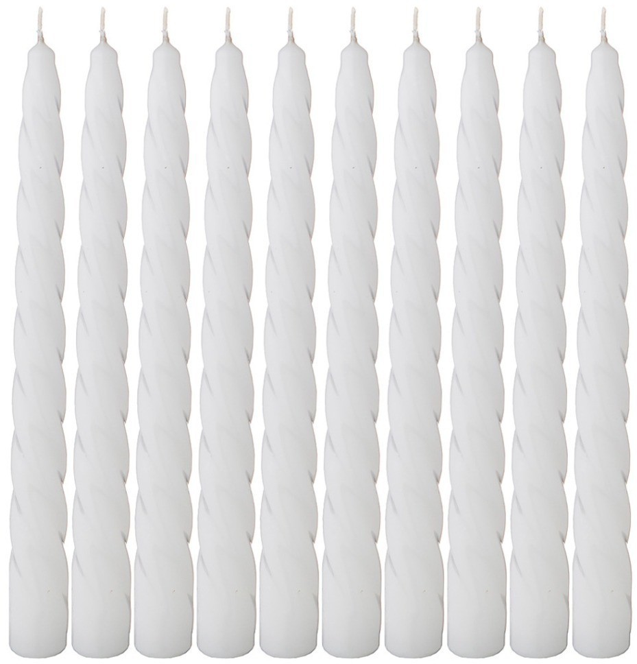 Набор свечей из 10 штук крученые лакированный белый высота 23 см Adpal (348-847)