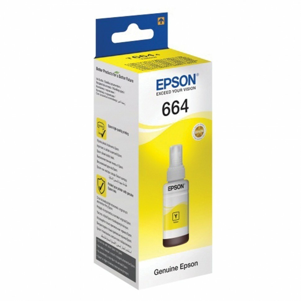 Чернила EPSON 664 T6644 для СНПЧ Epson L100/L110/L200/L210/L300/L456/L550 желтые 360975 (93422)