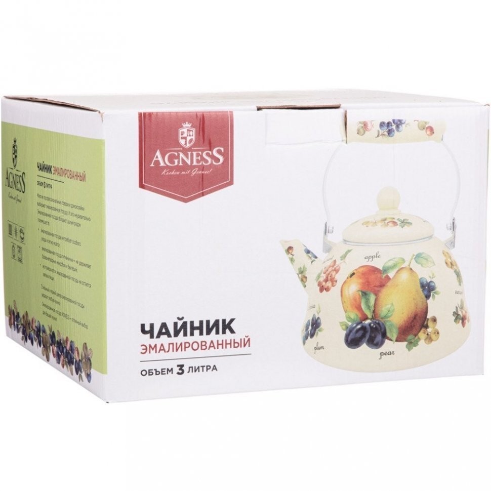 Чайник agness  эмалированный, серия "ежевика" 3 л Agness (934-442)