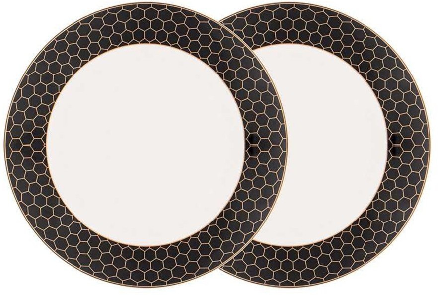 Набор тарелок обеденных "Harmony" чёрно-золотая деколь 2 шт, 27см (TT-00008398)