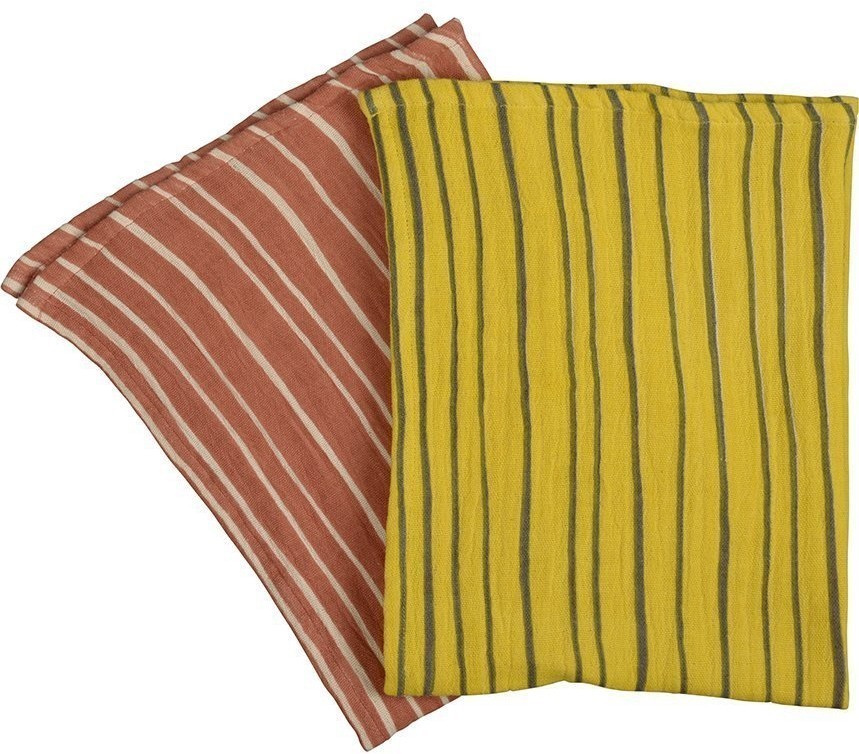 Полотенце кухонное из хлопкового муслина терракотового цвета с принтом Полоски из коллекции prairie, 50х70 см (69786)