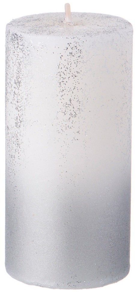 Свеча столбик d5*10 см белая с серебром (TT-00012845)