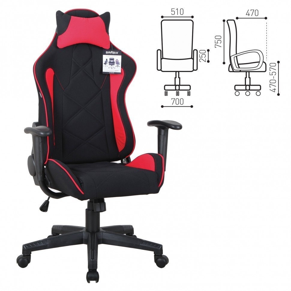 Кресло компьютерное Brabix GT Racer GM-101 ткань черно-красное 531820 (84659)