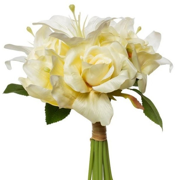 Букет розы-лилии желто-белый 30см (12) (TT-00000029)
