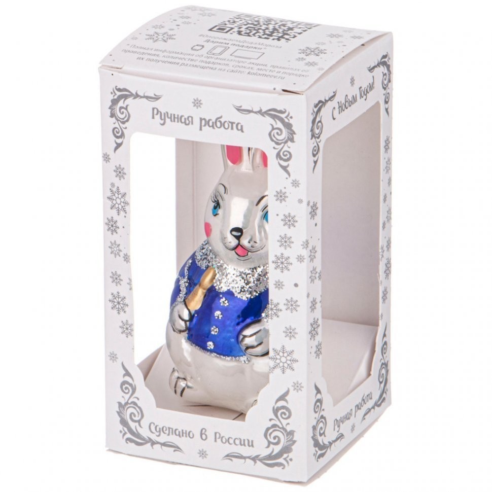 Ёлочное украшение "кролик художник" в подарочной упаковке высота=10 см ООО"юниопт" (140-323)